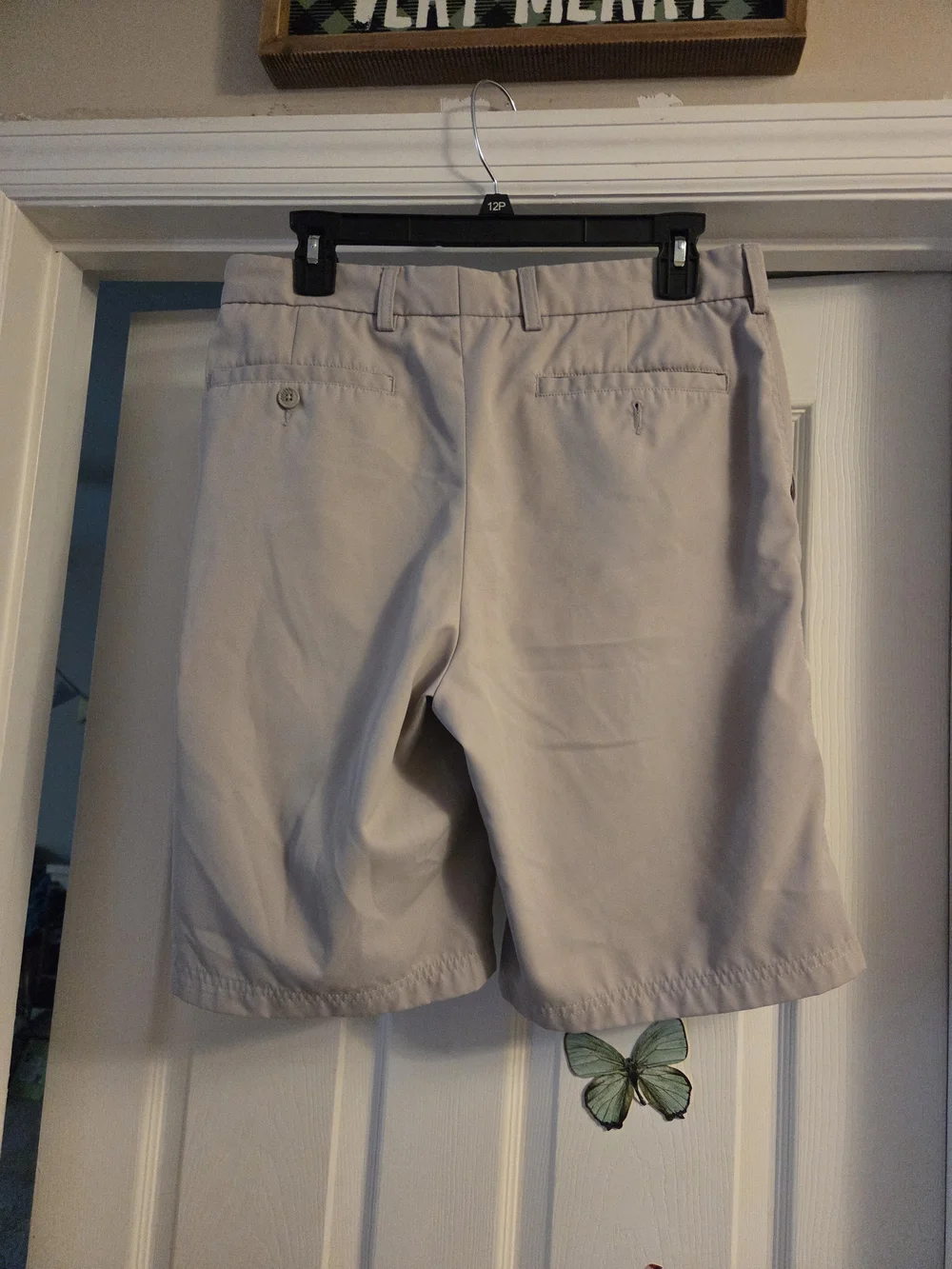 Pebble Beach Light Beige Men's Flat Front Shorts casual size 32 Pockets